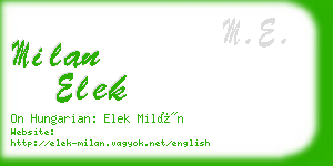 milan elek business card